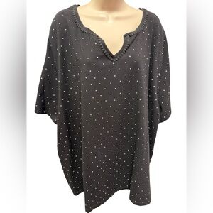 1057 Catherine’s Black & White Polka Dot Short Sleeve Top Women’s Size 4X 30/32W